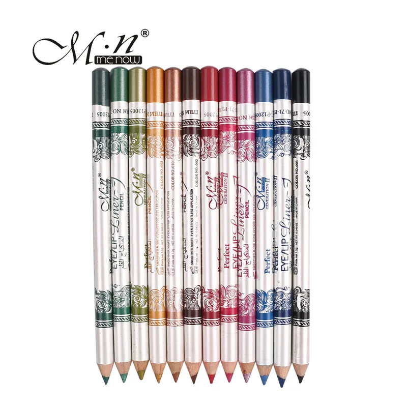 

1Set MENOW Brand 12pcs/set Hot Sale Eye Liner Lip Pencil Long-lasting Waterproof 12 Color Set Makeup P12005
