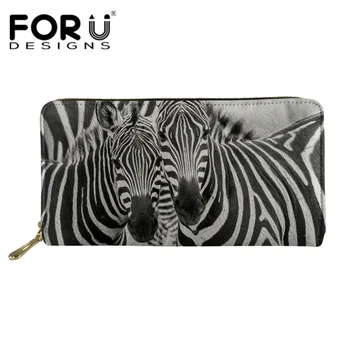 

FORUDESIGNS Long Wallet Women Zebra Printed Money Handbag Women Card Coin Purse Carteras Cuzdan Female Leather Clutch Bag 2018