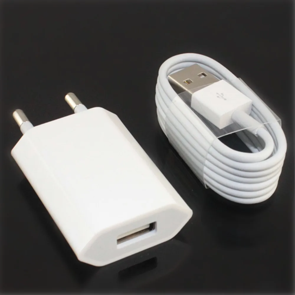 USB Charger for iphone White Power Charging Wall Adapter Charger+1m 8 pin Sync Date Cable For iPhone 7 6 6S plus 5 5s 5C X | Мобильные