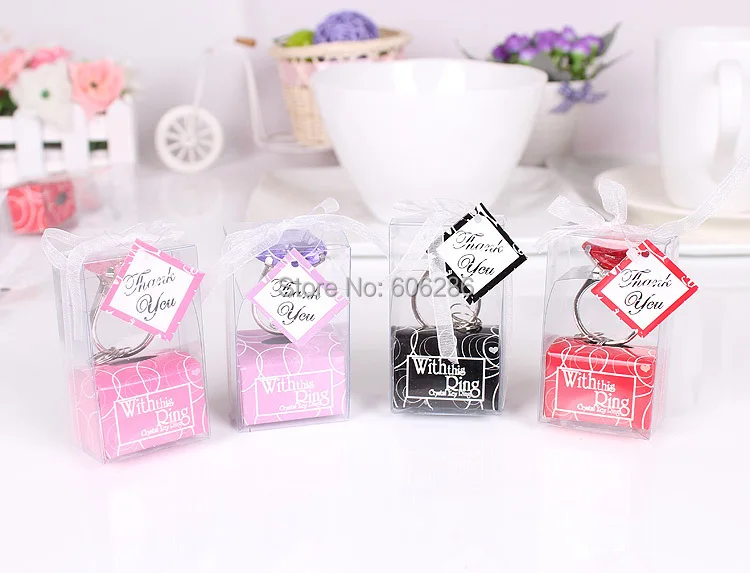 50 Acrylic Diamond Keychains Wedding Bridal Shower Boxed Party Gift Favors 