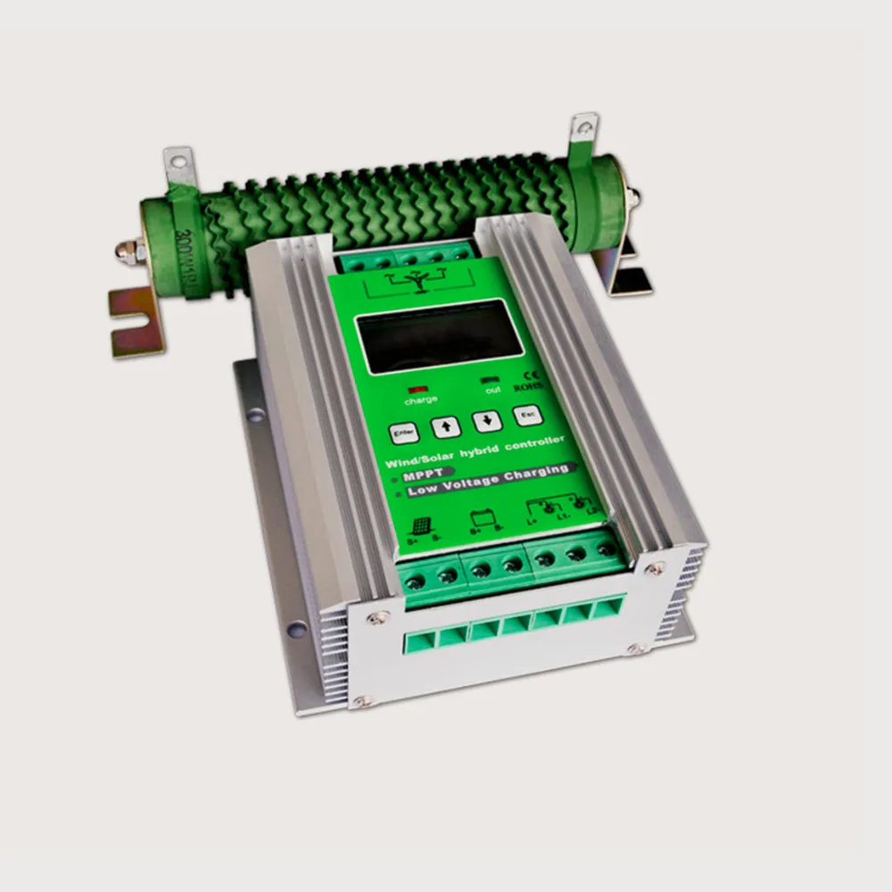 

Mppt hybrid wind solar system controller with dump load resistor 24V 500W wind+ 300W solar, booster charging & lcd
