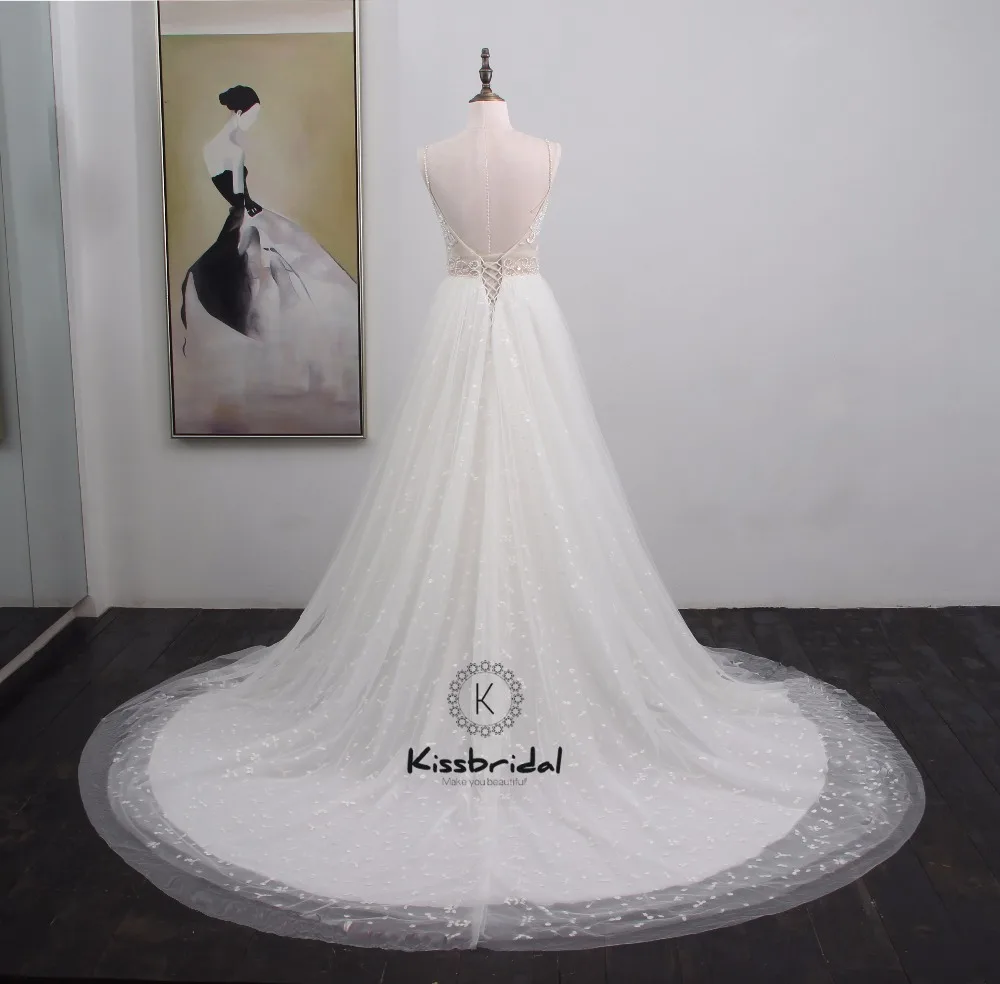 Vestido de noiva Новые великолепные белые свадебные платья Летний Стиль Бисероплетение