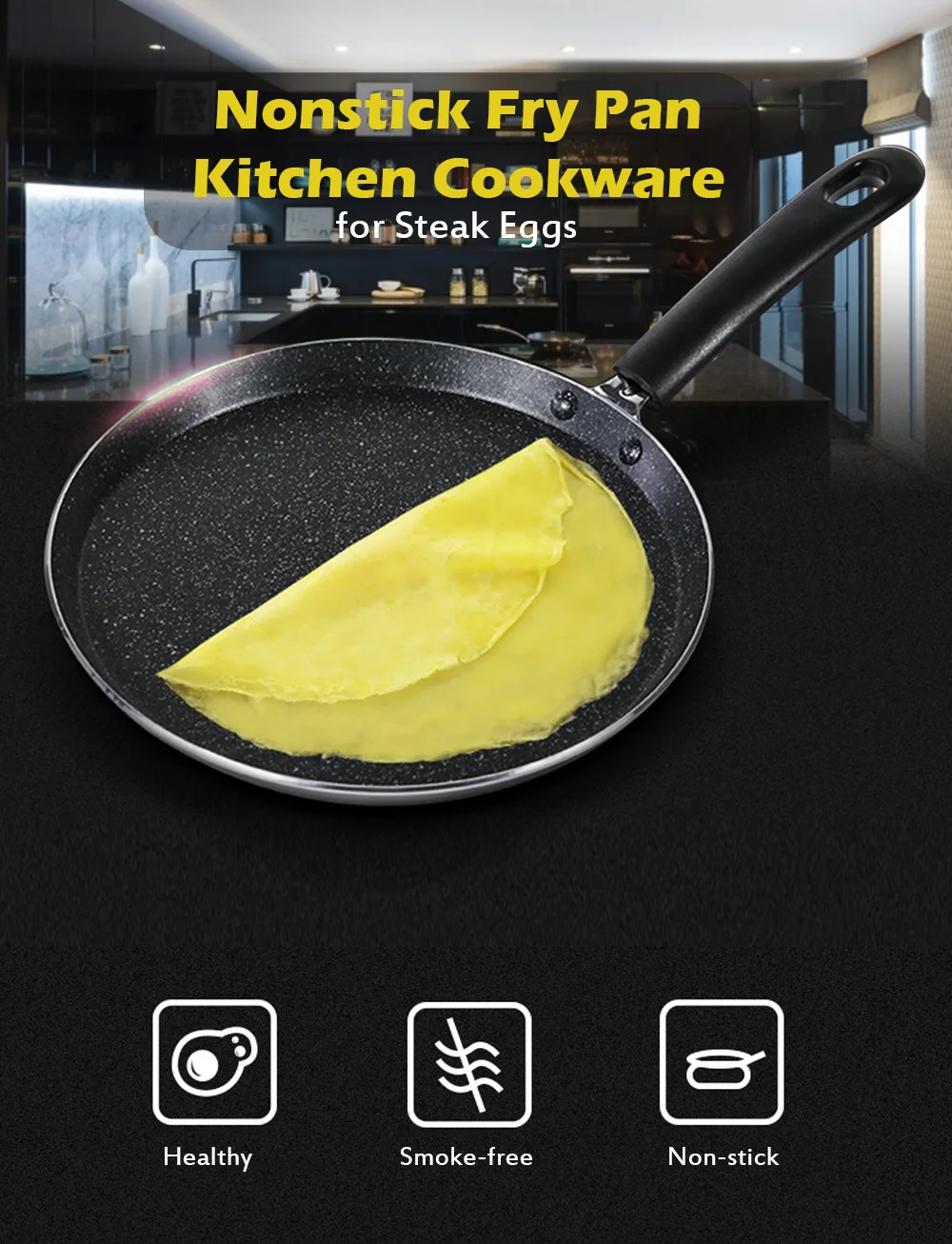 Nonstick Fry Pans Kitchen Cookware for Steak Eggs