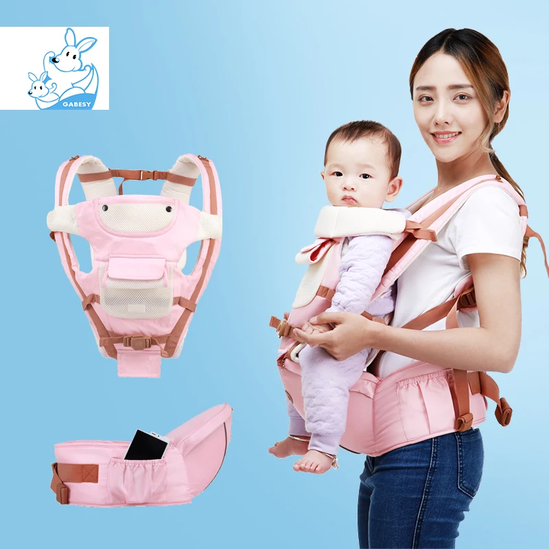 

Gabesy 0-30 Months Baby Carrier Ergonomic Kids Sling Backpack Pouch Wrap Front Facing Multifunctional Infant Kangaroo Bag
