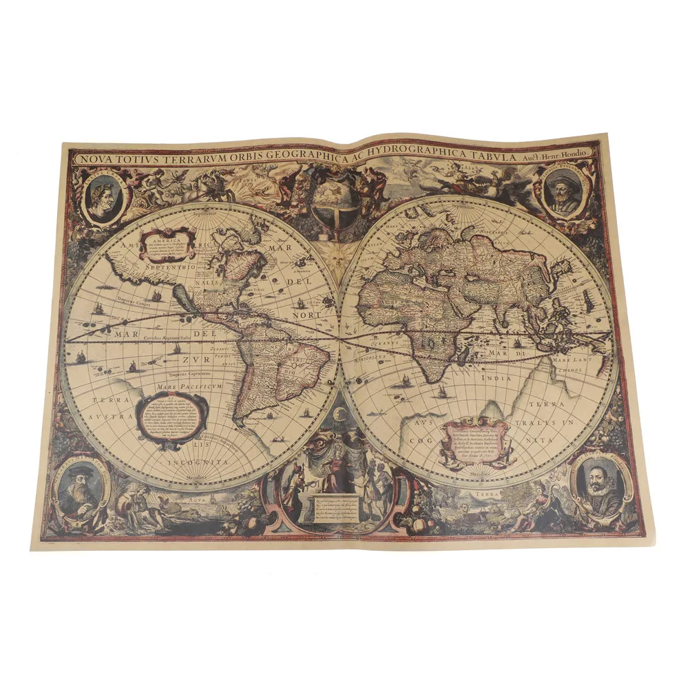 Retro World Map Nautical Ocean Wall Sticker Vintage Kraft Paper Retro World Map Nautical Ocean Wall Sticker Vintage Kraft Paper Poster Chart Antique Home Decor 72 5x51 5cm