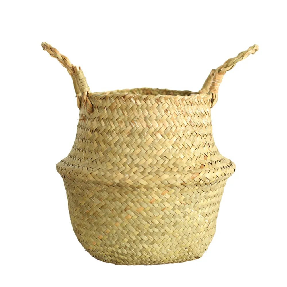 

Seaweed Weaving Flower Pot Natural Flower Baskets Hanging Flowerpot Plant Color Smear Art Home Decor Garden Accessories 321W