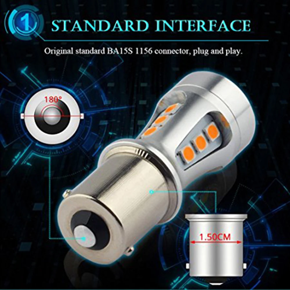 YSY 2 шт. 1156 BA15S S25 3030 18smd Canbus без ошибок SMD белые светодиодный ные лампы P21W Поворотная