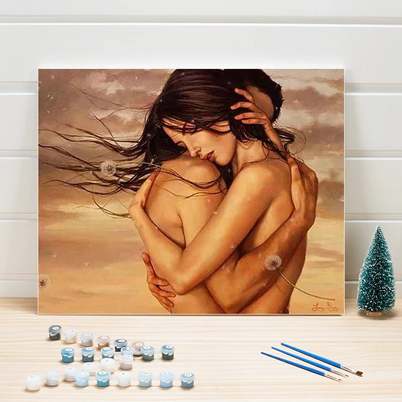 

Paint By Number Package Acrylic 40x50 Naked Lovers Picture Paintings On Canvas Color Wall Arts For Living Room Decor One Piece