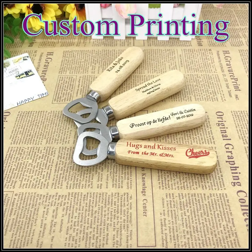 

(80pcs/Lot)FREE SHIPPING+Stainless Steel Bottle Opener Favor with Customizable Wood Handle Personalized Wedding Favors