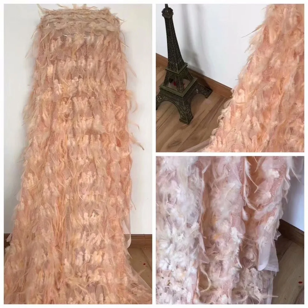 

African Lace Fabric 2018 High Quality African Tulle Lace Fabric With feather French Net Lace For Women Dress HX636-1