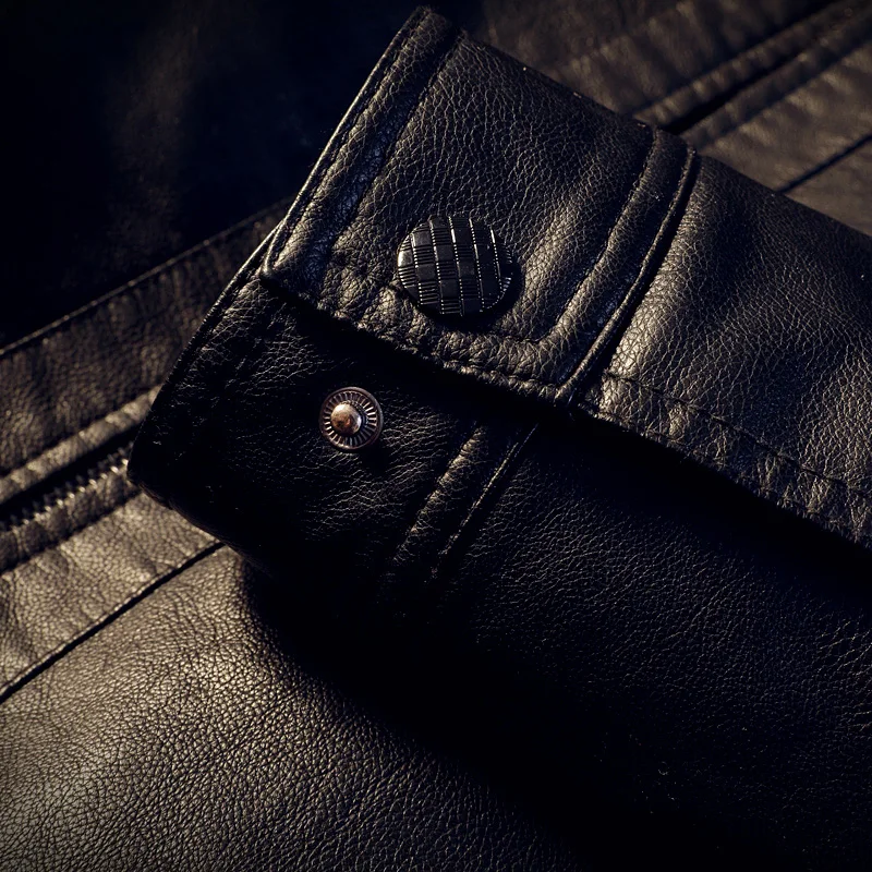  Black Long Sleeve PU Leather Jackets Mens 4XL Fashion Casual Men Motorcycle Coats Turn-down Collar 
