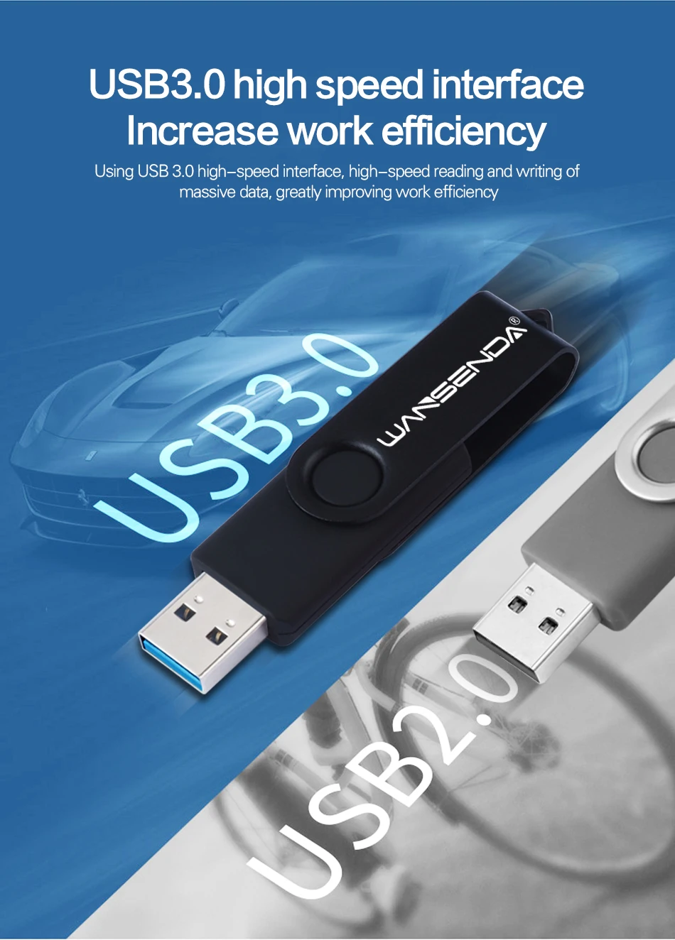 WANSENDA, вращающийся USB флеш-накопитель, 4 ГБ, 8 ГБ, 16 ГБ, 32 ГБ, 64 ГБ, 128 ГБ, 256 ГБ, высокоскоростной Usb накопитель, 3. 0, флеш-накопитель, флешка