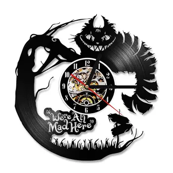 

Horloge Murale Klok Alice In Wonderland Wall Clock Design Vinyl Record Watch Retro Style Hanging Clocks Home Decor Silent 12"