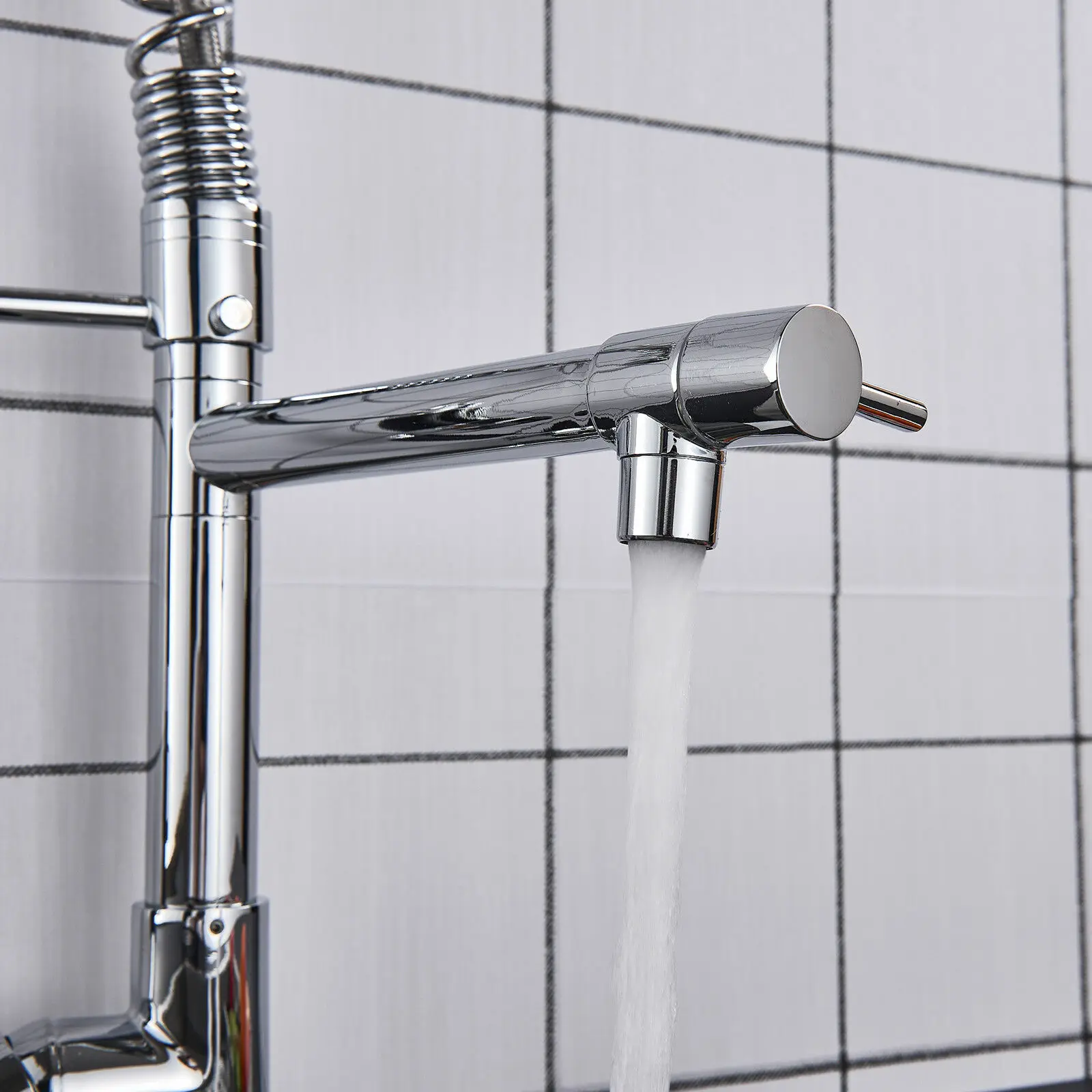 Chrome Kitchen Faucet Single Handle Sink Pull Down Spray Mixer Tap 360 Swivel Handheld Shower Kitchen Faucets