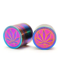 Metal Zinc Alloy 40mm Tobacco Grinder Rainbow color Beautiful Herb Herbal Spice Crusher Smoking Pipe Accessories drop shipping