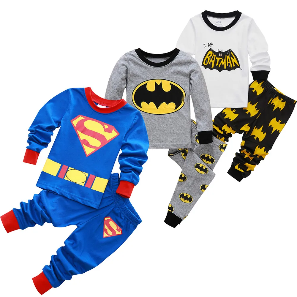 

Hot Baby girls clothes pajamas kids Boys Sleepwear Clothing sets Batman Clothes pants Long sleeve Cotton Cartoon Pijamas