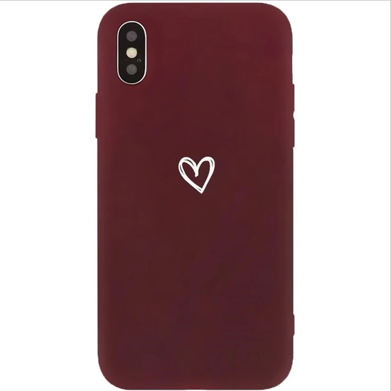 

Love Heart Print Back Cover For iPhone X XR XS Max 7 6 6S Plus Phone Case Soft Tpu Cases Coque For iPhone 8 8 Plus