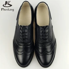 Echtem leder big frau US größe 11 designer vintage flache schuhe runde kappe handgemachten schwarzen 2017 oxford schuhe für frauen mit pelz