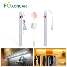 Foxcncar светодиодный светильник с ручной волной под шкаф 12 в датчик движения развертки кухонный шкаф Бар спальня лампа Lumiere светодиодный освещение для шкафа