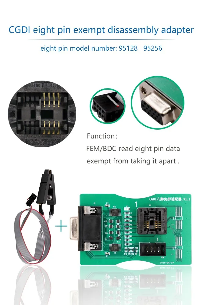 8-контактный адаптер для разборки CGDI Prog для BMW function FEM/BDC Read 8 Pin Data 95128/95256 Works XPROG 5,74