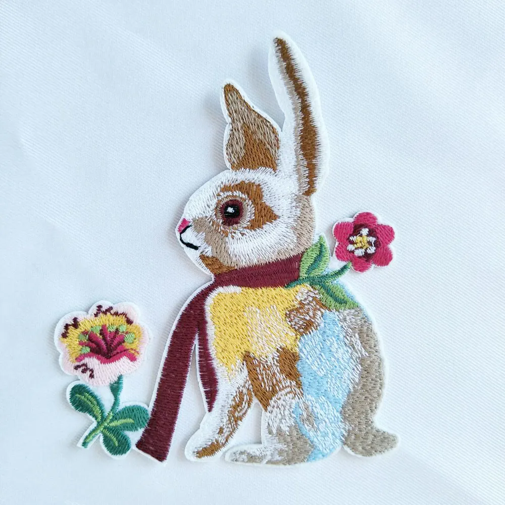 Cute rabbit Patch Custom Embroidered Rocker Iron On Sew on Patch Jacket