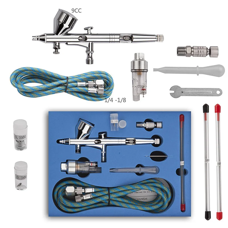 

Spray Gun Kit Airbrush Spray Cup Capacity 9cc Pull Double Action Switch DIY Painting Nailjet Printing Tattoo