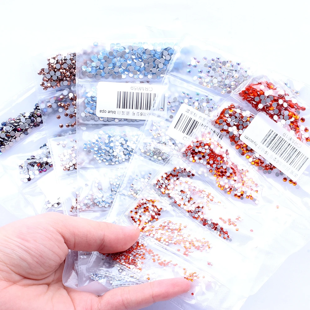 

New 31 Colors DIY Nail Strass SS3-SS10 Small Sizes Glass Rhinestones For 3D Nail Art Decoration Gems Low Shipping Cost Bulk