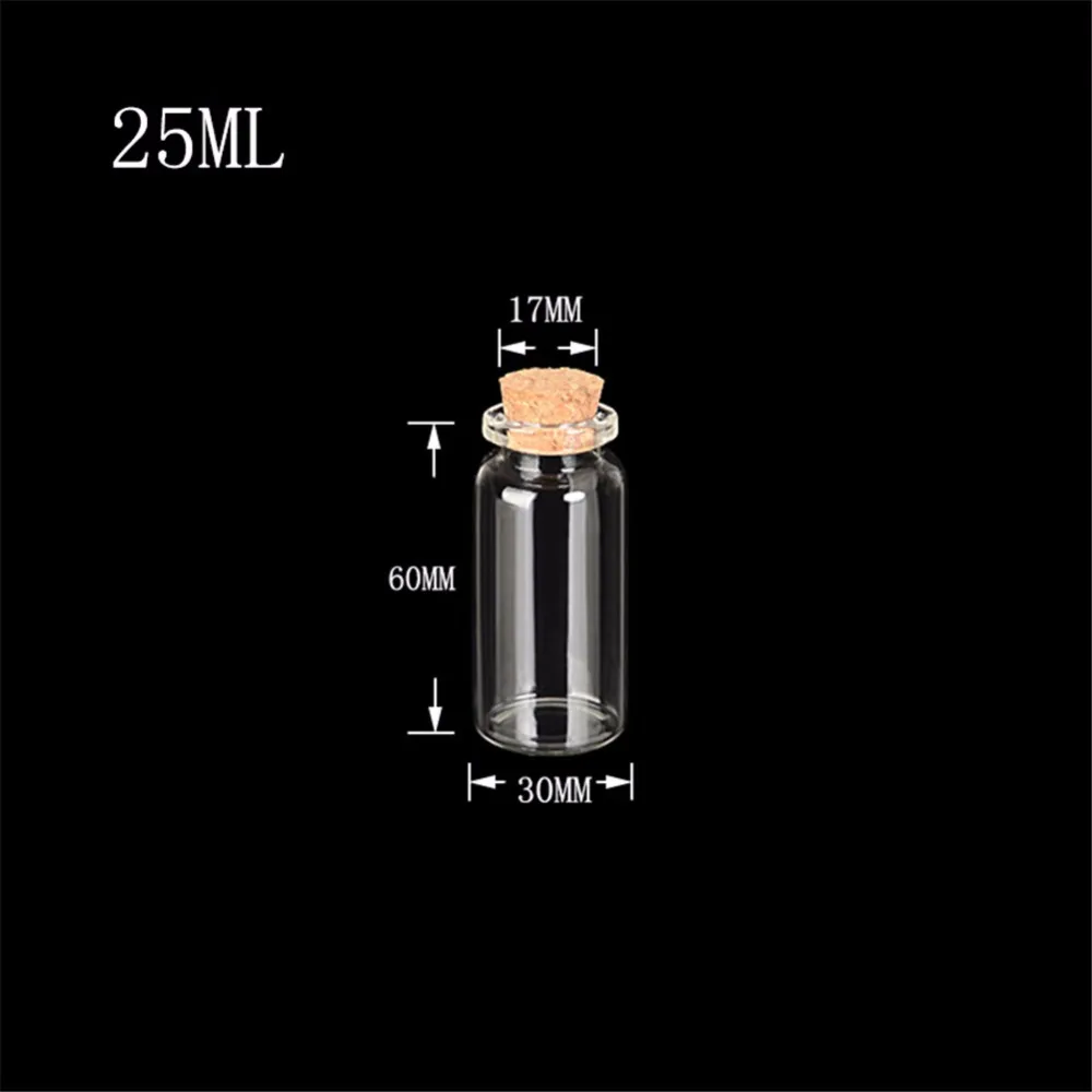Glass Bottles with Cork, Small Transparent, Clear, Mini Empty Glass Jars, Gift Pack for Wedding Holiday, 25ml, 50PCs per Lot 4