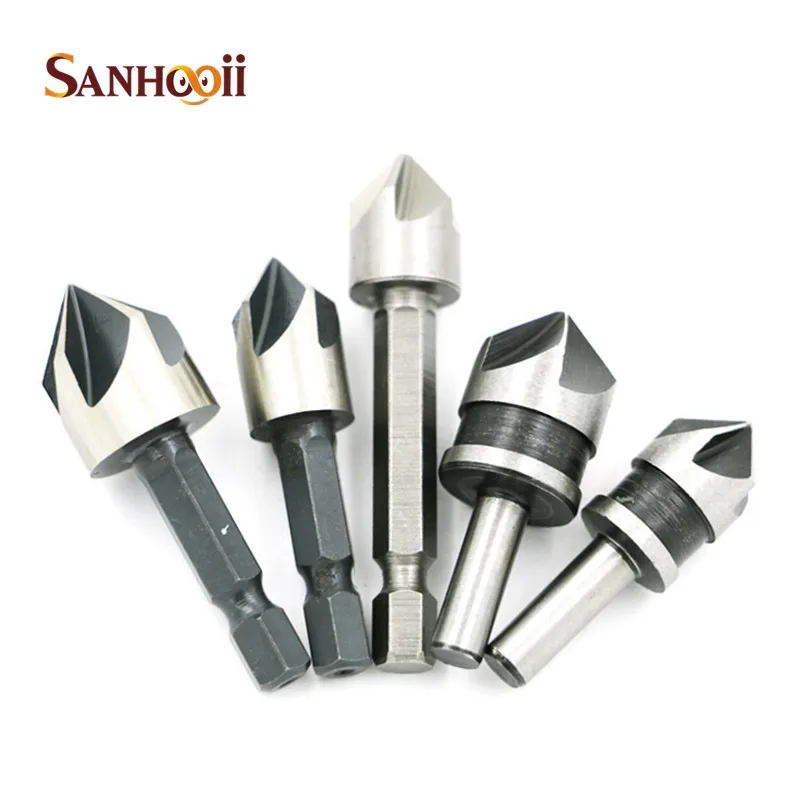 

82degree 5 Blade Pour Angle Ware Chamfering Device Woodworking Countersink Drill Bit Polishing Tools