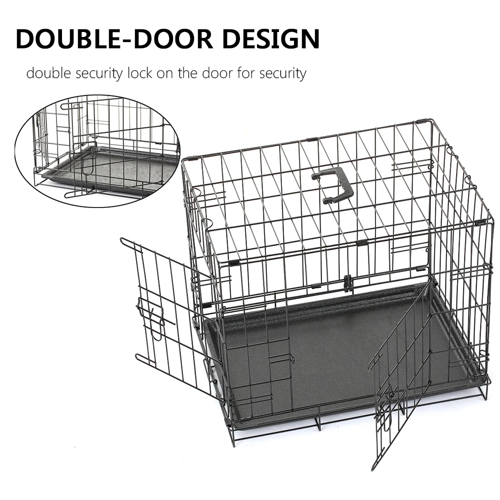 24 ”клетка для домашних собак металлический ящик двухдверный питомник для домашних животных складной легко установить дом для домашних животных для собак ограждение для детского манежа клетка с лотком