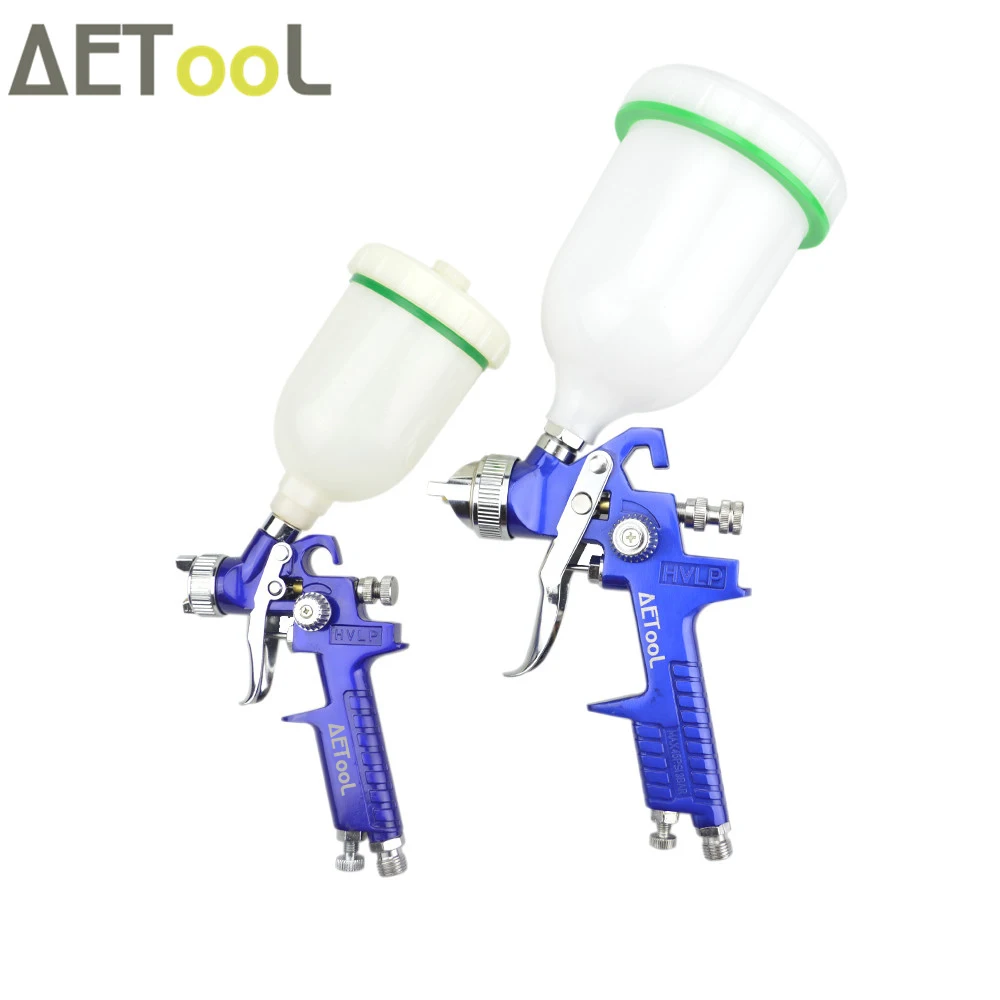 

AETool Professional 0.8/1.0mm Nozzle H2000 Mini HVLP Spray Gun+1.4/1.7mm Nozzle H827 Spray Gun For Painting Car Repair Tool
