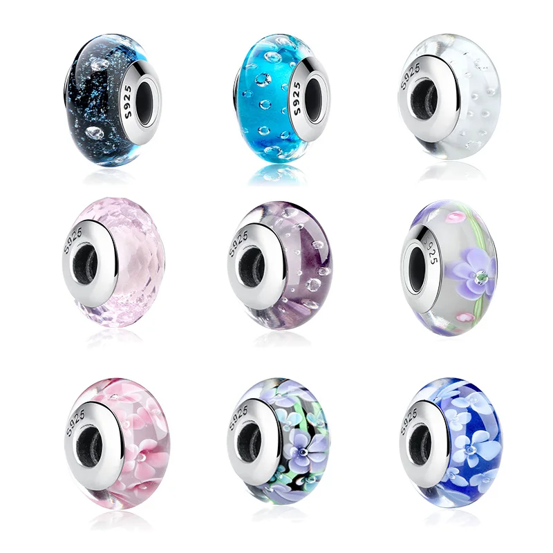 32 Styles réel 925 argent Sterling Effervescence perles de verre de Murano Fit Original bracelet à breloques authentique S925 bijoux