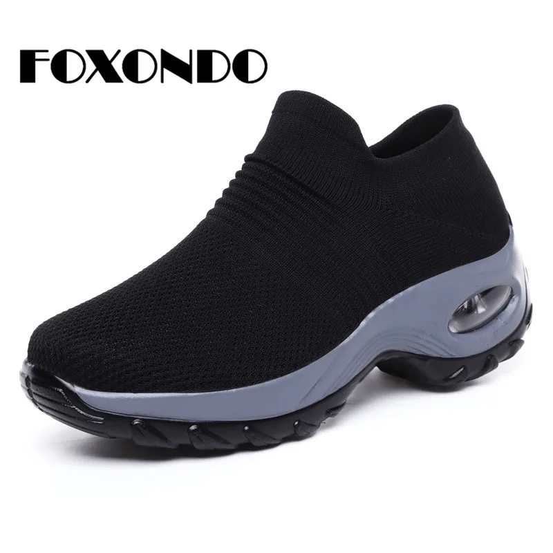 Foxondo 2019 Весенняя Новинка Для женщин спортивная обувь на плоской подошве слипоны