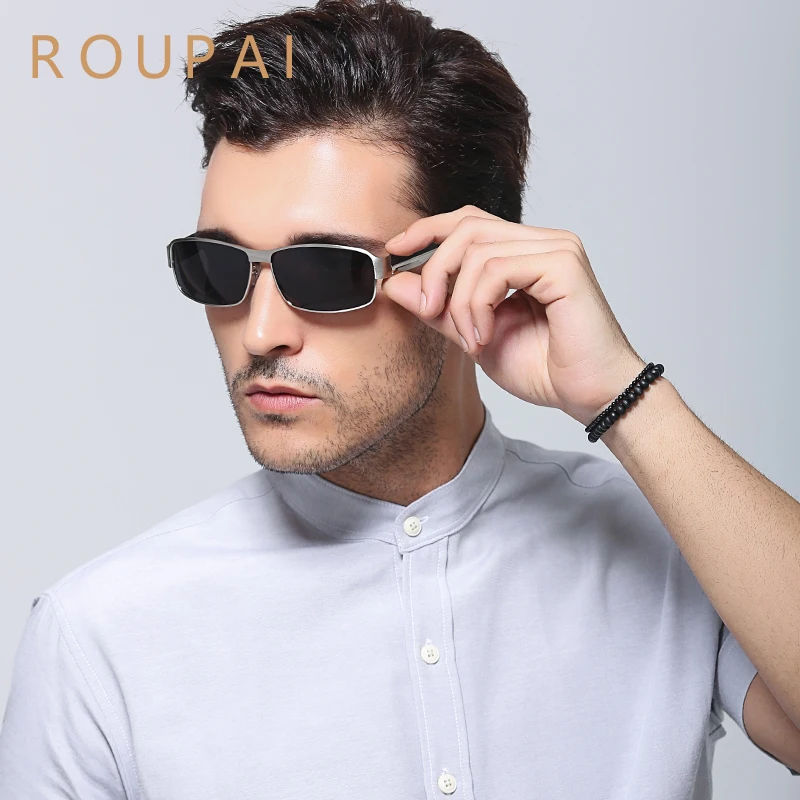 ROUPAI 2017 New Men polarizing sunglasses classic small Sqare Driving
