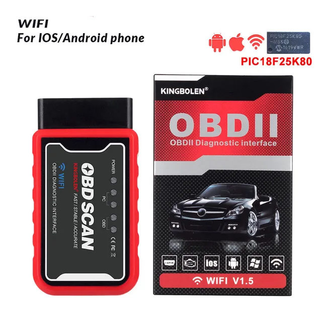 ELM327 V1.5 Bluetooth/Wi-Fi OBD2 V1.5 Mini Elm 327 PIC18F25K80 чип автоматический диагностический инструмент протокол OBDII для Android/IOS/Windows - Цвет: ELM327 red WIFI