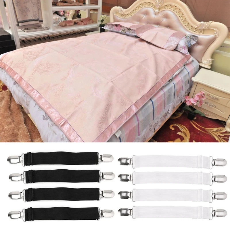 

4Pcs Sheet Grippers Straps Fasteners Hold Grips Elastic Clips Gripper Bedspread