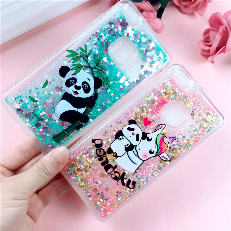 

P9Lite Capa Cute Panda Case on for Huawei P9 Lite / P10 Lite Liquid Glitter Phone Cases for Huawei P 9 Lite Mini Soft TPU Cover