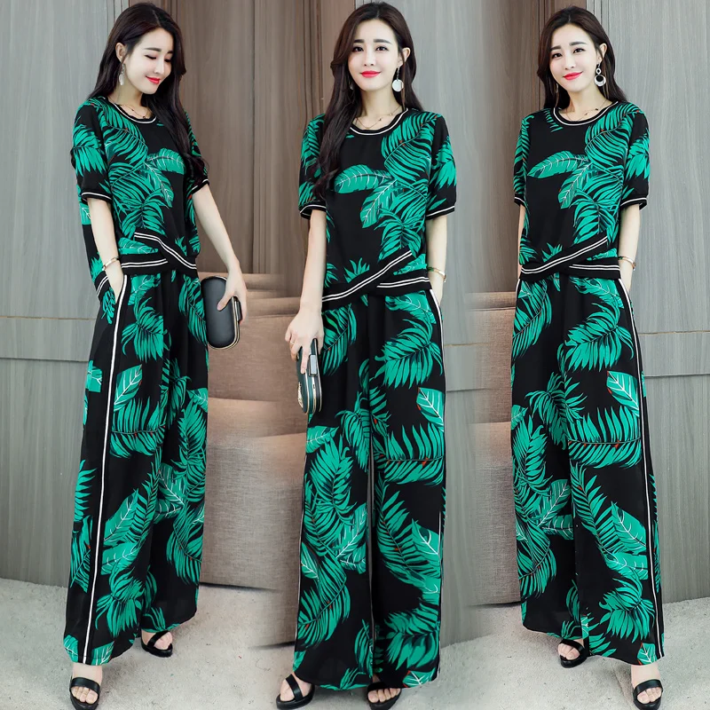Taille Printemps De Chemisier Costume Elastique Ressort Été Femmes Pantalon Femelle Imprimé Deux 2019 Pièces Ensemble C016 Nouveauté wrqZrXxpO
