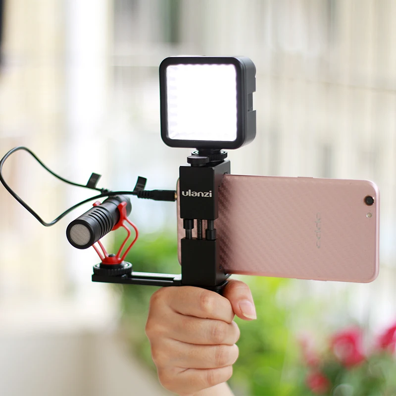  Ulanzi Pocket Rig for Smartphone with BY-MM1 Microphone and 49 LED Video Light Cold Shoe Plate for 