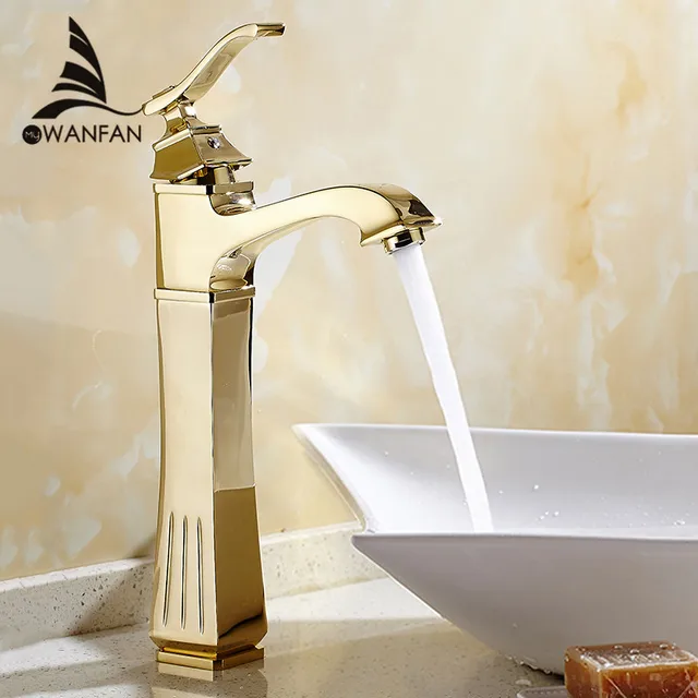 Basin Faucets Antique Br Gold Color Faucet Tall Bathroom Basin Faucets Antique Br Gold Color Faucet Tall Bathroom Bath Mixer Tap With Hot