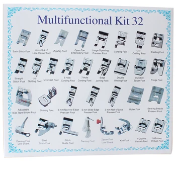 

32pcs Home Domestic Sewing Machine Presser Foot Feet Kit Set With Box For Brother Singer Janome DIY Sewing Machine Accessories