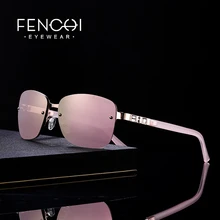 FENCHI-gafas de sol de estilo retro para mujer, anteojos de sol femeninos de marca de diseñador, sin montura, con espejo rosa, a la moda