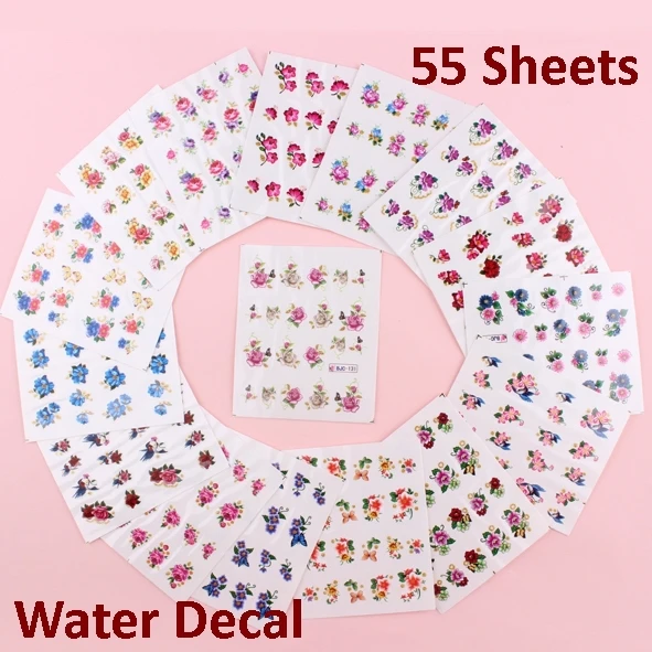 55 Sheets X Gold Glitter Nail Art Decals Stickers Water Transfer 55 Sheets X Gold Glitter Nail Art Decals Stickers Water Transfer Wraps Erfly Flowers