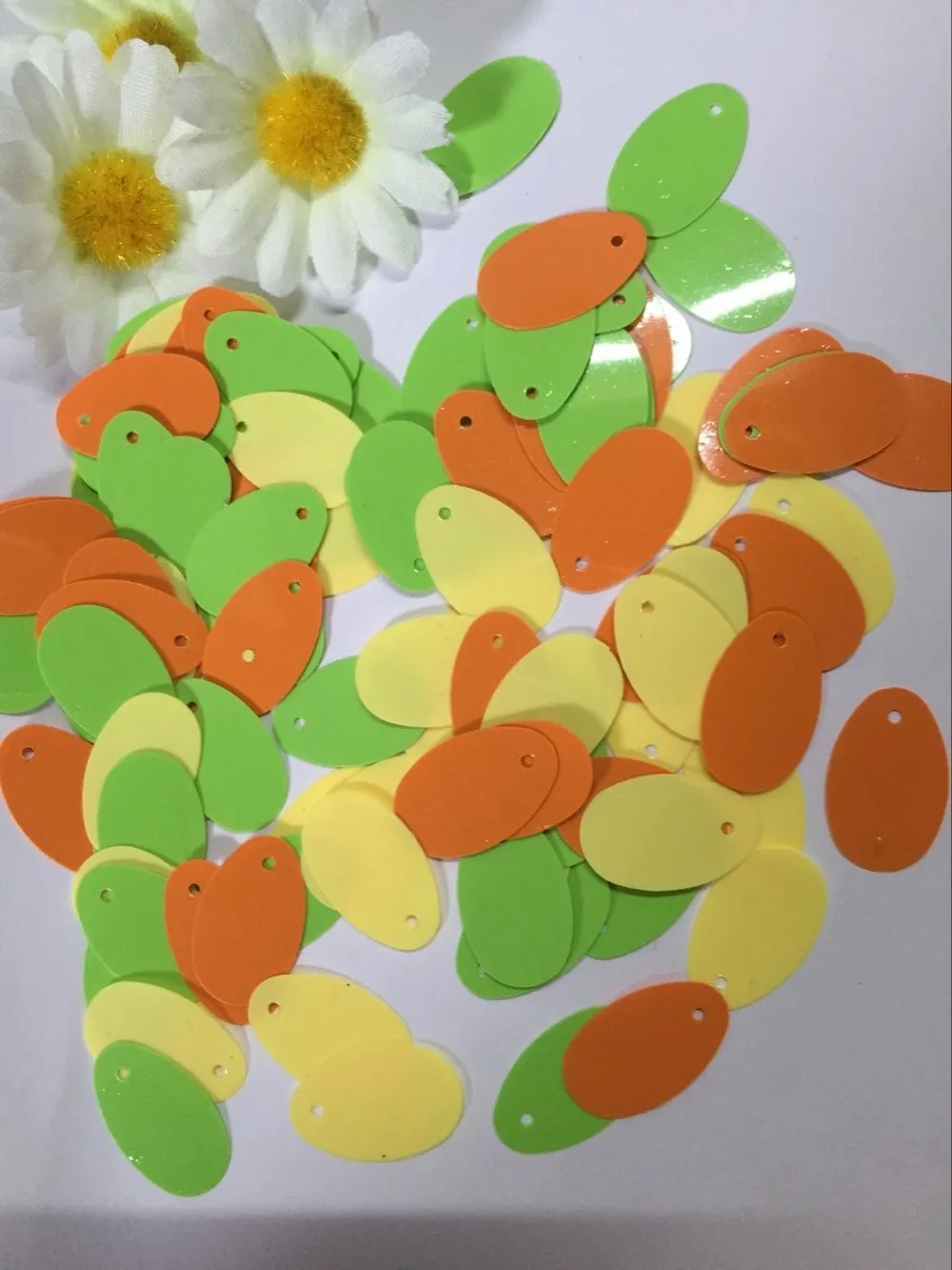 400pcs/lot 12*20mm Oval Egg Shape Sequins PVC Flat With Side Hole Belly Dance Garment DIY Accessories Mix Solid Colors | Дом и сад