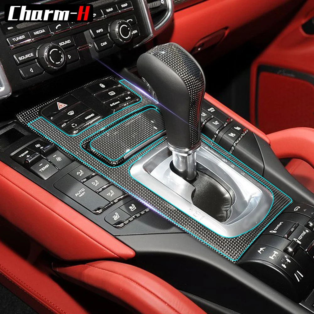 

For Porsche Cayenne 2011-2017 Interior Transparent Protective Film Center Console Dashboard Gear Shift Panel Protection Sticker