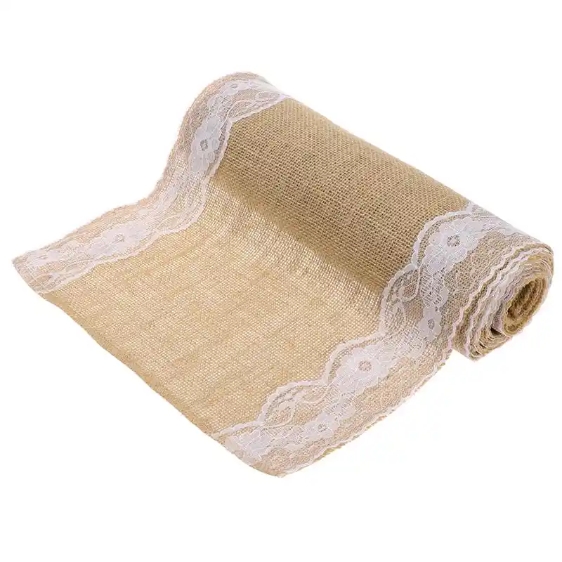 Burlap Cream Lace Hessian Table Runners Jute Fall Decoration