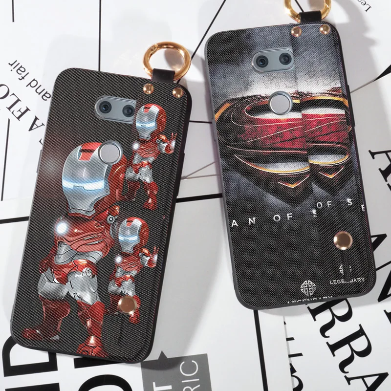 

Wrist Strap Band Cases For LG Optimus G4 G4C G5 G6 Soft Relief Coque Cover For LG Magna V20 V30 Stand Capa