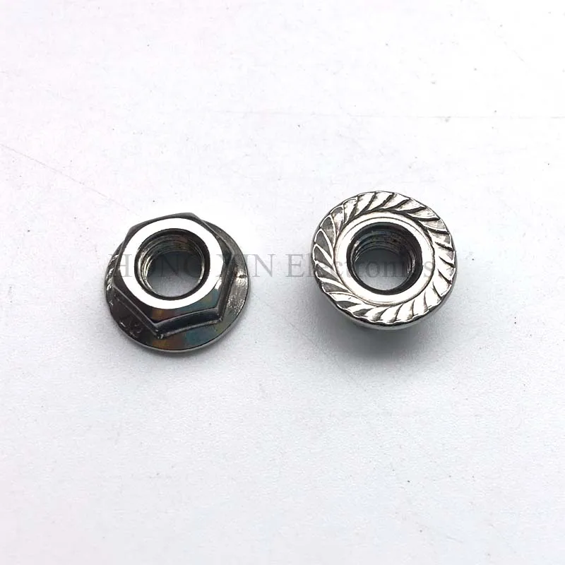 20Pcs DIN6923 M3 M4 M5 M6 M8 304 Stainless Steel Hexagon Flange Nuts Pinking Slip Locking Lock Nut