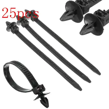 

25PCs Universal Car Nylon Cable Strap Mount Clips Push Wire Ties Fastener Strap For Honda for Mazda/Toyota/Audi/BMW