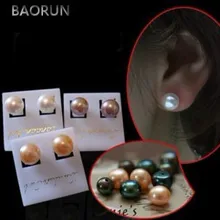 3 цвета!, модные, 8-9 мм, большие размеры, пресноводные жемчужные серебряные серьги-гвоздики, ювелирные изделия для девочек, женские Украшения